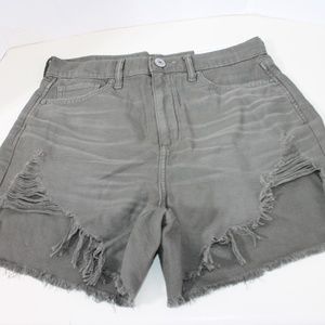 American Eagle Mom shorts highest rise green color cotton 4 27W